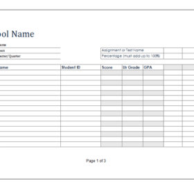 Academic Gradebook Template