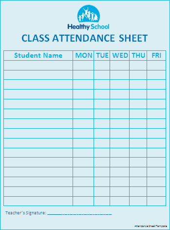 Daily Attendance Sheet Template