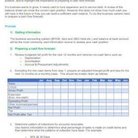 Cash Flow Forecasting Format
