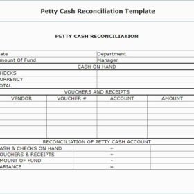 Cash Reconciliation Sheet Template