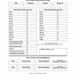 Cash Reconciliation Sheet Template Free Download Excel