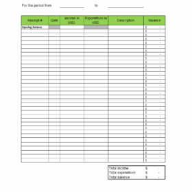 Cash Register Book Template