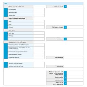 Cash Sales Reconciliation Sheet Template