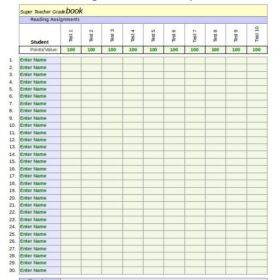 College Grade Book Template