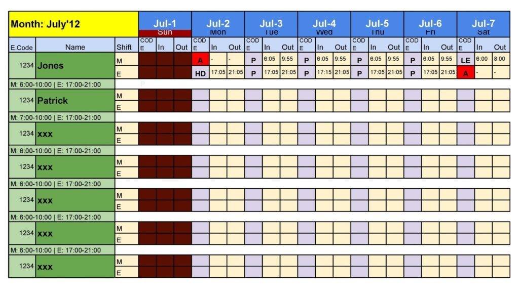 Daily Attendance Sheet Template