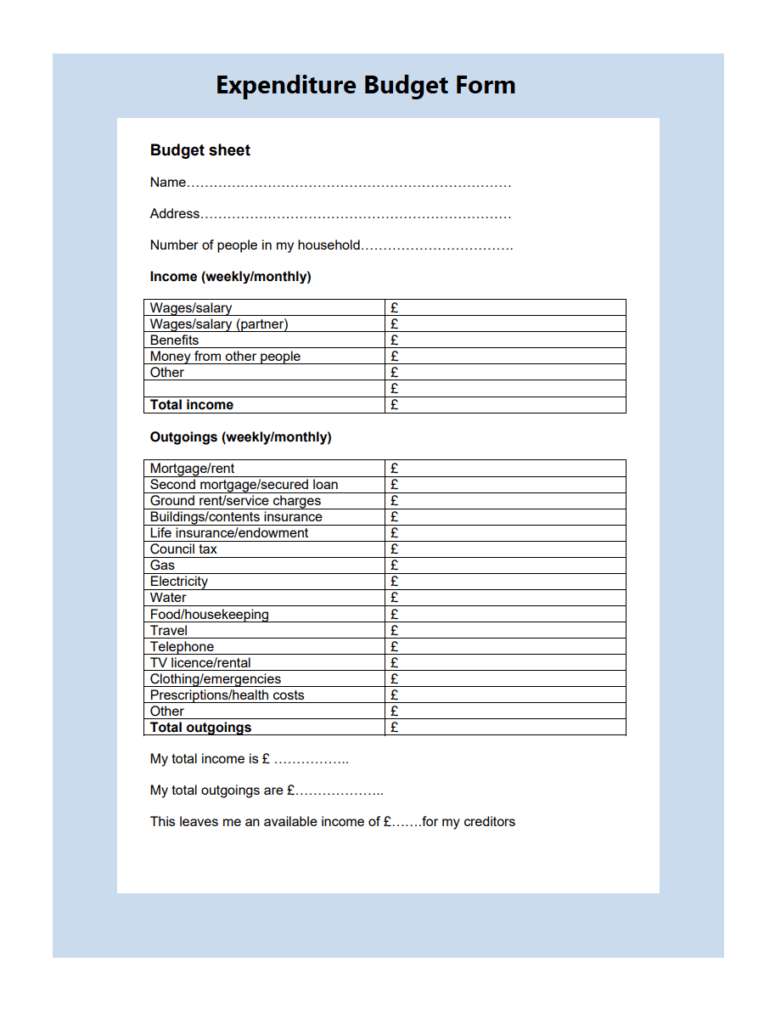 Expenditure Budget Form