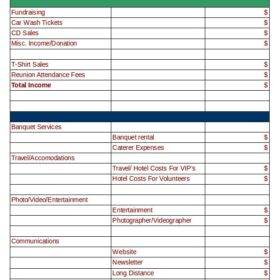 Family Reunion Budget Template Excel