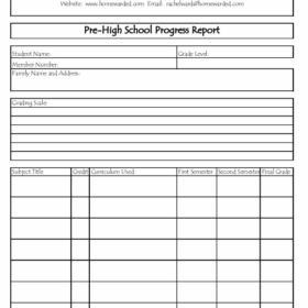 Home School Grade Book Template
