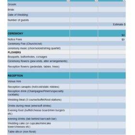Sample Wedding Budget Template