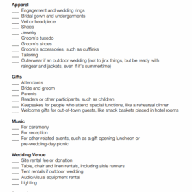 Wedding Budget Checklist Template