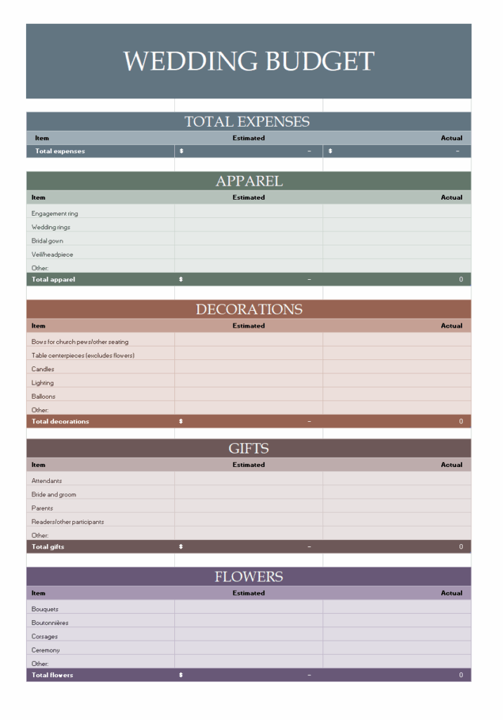 Wedding Budget Planner Template