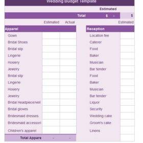 Wedding Budget Template MS Excel