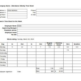 Weekly Attendance Sheet Template