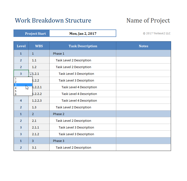 Work Breakdown Structure Template Excel