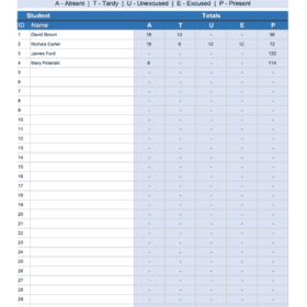 Yearly Attendance Sheet Template