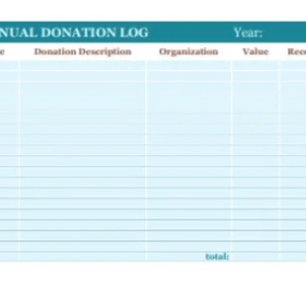 Annual Donation Log Example