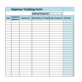 Cost Tracker Sheet Template