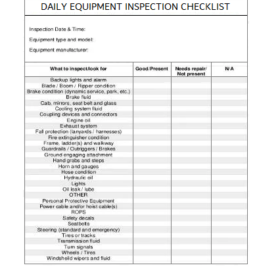 Daily Equipment Maintenance Checklist Template