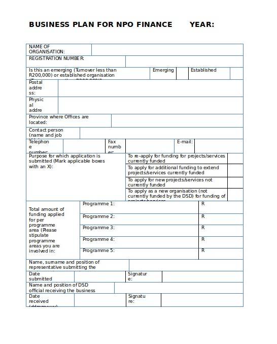 Department of Social Development Organization Profit Sheet Template