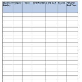 Equipment Tool Register Template