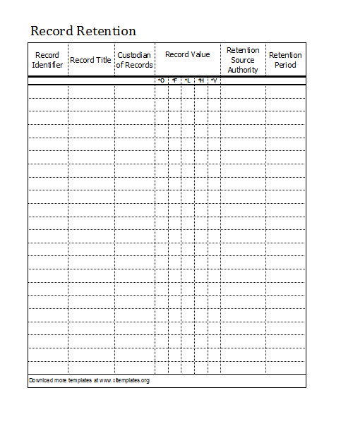 Free Record Retention Schedule Template