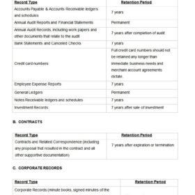 Free Records Retention Template MS Excel