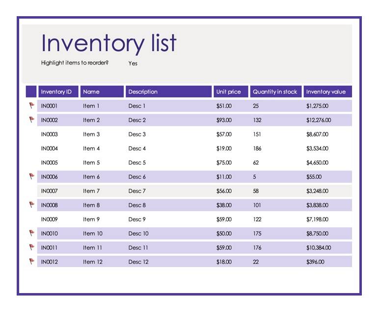 Inventory Order Template MS Excel