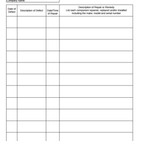 Maintenance And Repair Log Template PDF