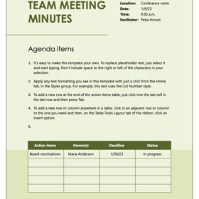 Meeting Minutes Form