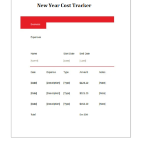 New Year Cost Tracker Template