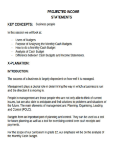 Project Income Statement Template Free Excel Templates