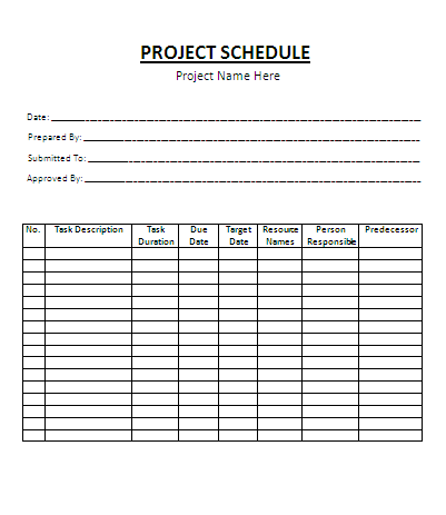 Project Schedule Template Word