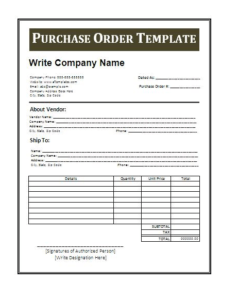 Purchase Order Template Word | Free Excel Templates