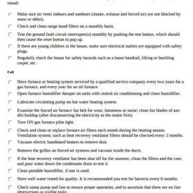 Basic Home Maintenance Schedule Checklist Form