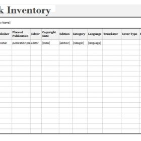 Blank Book Inventory Template