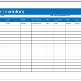 Book Inventory List Template