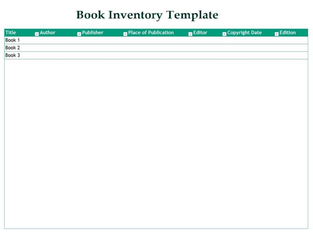Book Inventory Template Excel