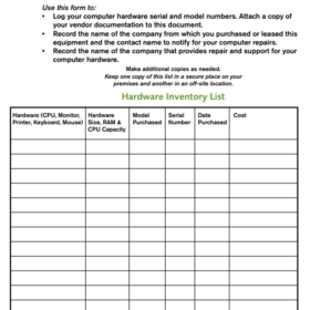 Computer hardware Inventory Turnover Form