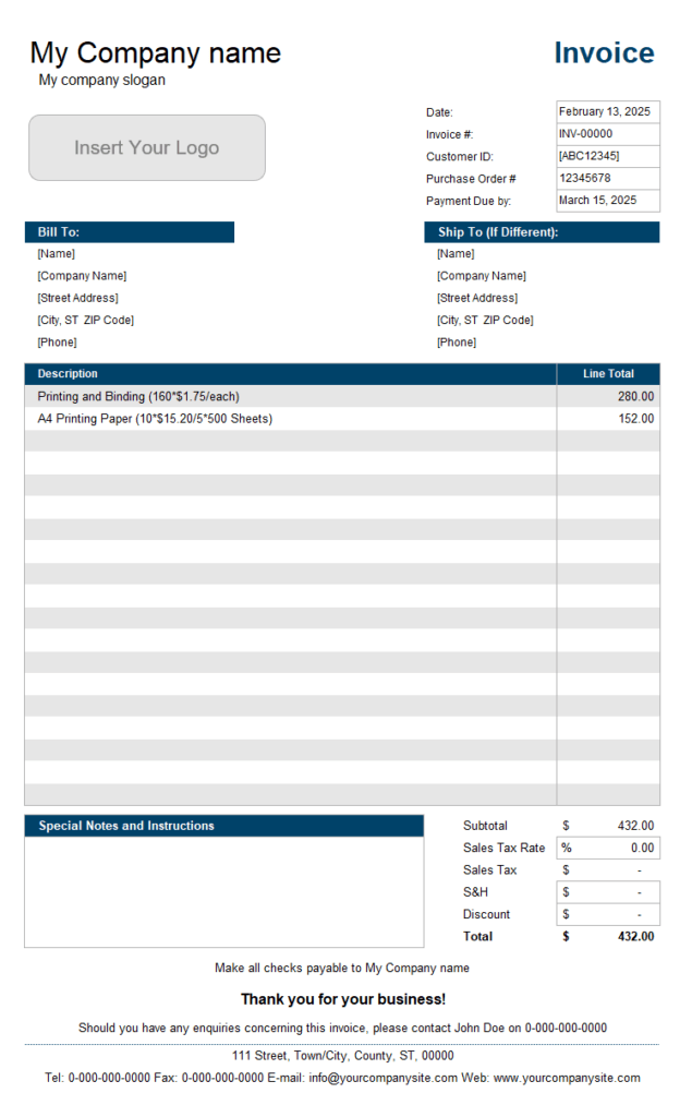 Free Basic Invoice Template