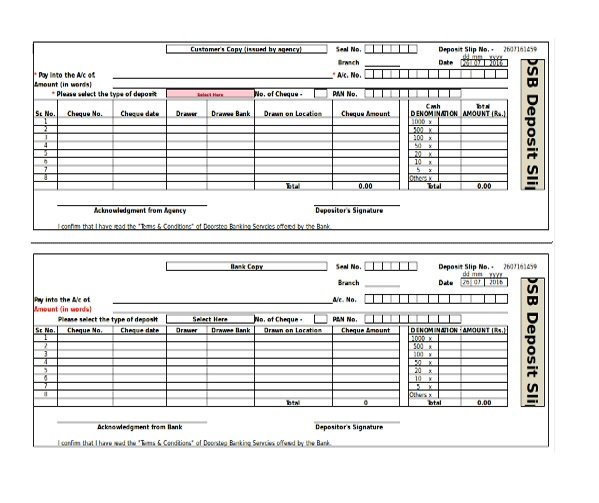 Free Cash Deposit Slip Template