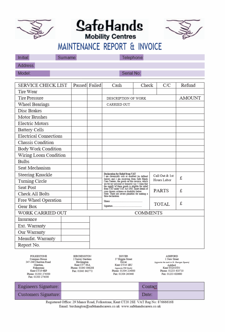 Maintenance Invoice Template Word | Free Excel Templates