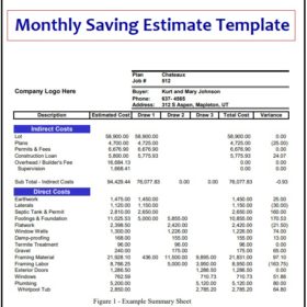 Monthly Saving Estimate Template