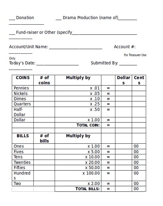 Printable Cash Deposit Slip Template