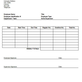 Professional Time Management Worksheet Template