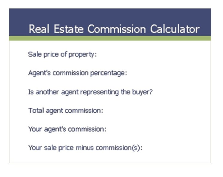 Sample Real Estate Commission Calculator Template
