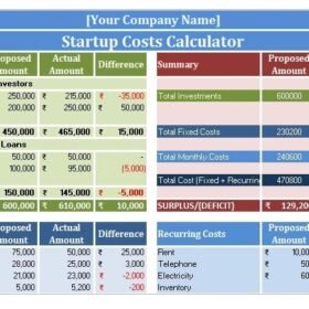 Startup Cost Calculator Form