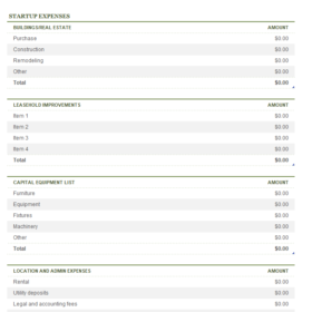 Startup Expense Calculator Template