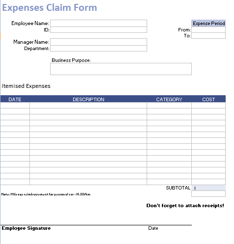 Expense Claim Form Templates 8 Free Printable Word Excel And PDF Expense Claim Form Templates 8 Free Printable Word Excel And PDF