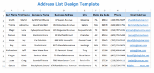 Address List Design Template | Free Excel Templates