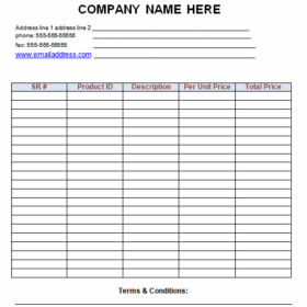 Bill Invoice Example